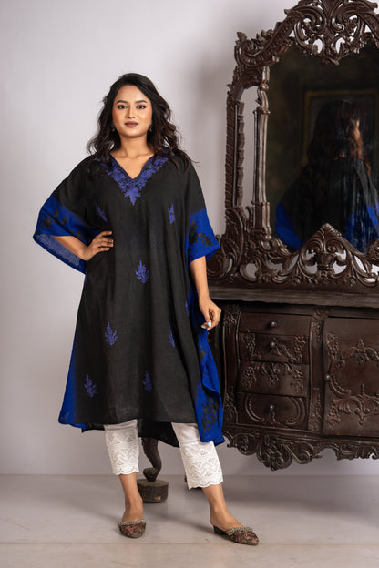 Kashmiri Knee Length Side Jaal Tie Die Kaftan