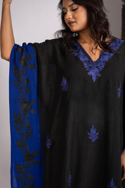 Kashmiri Knee Length Side Jaal Tie Die Kaftan