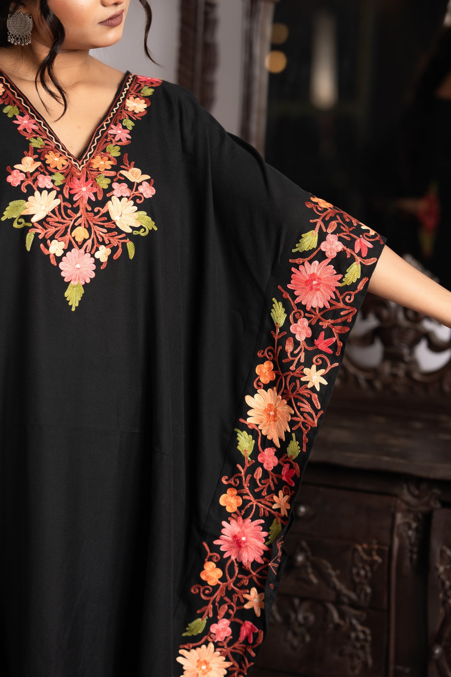 Kashmiri Knee Length Kaftan Cord Set