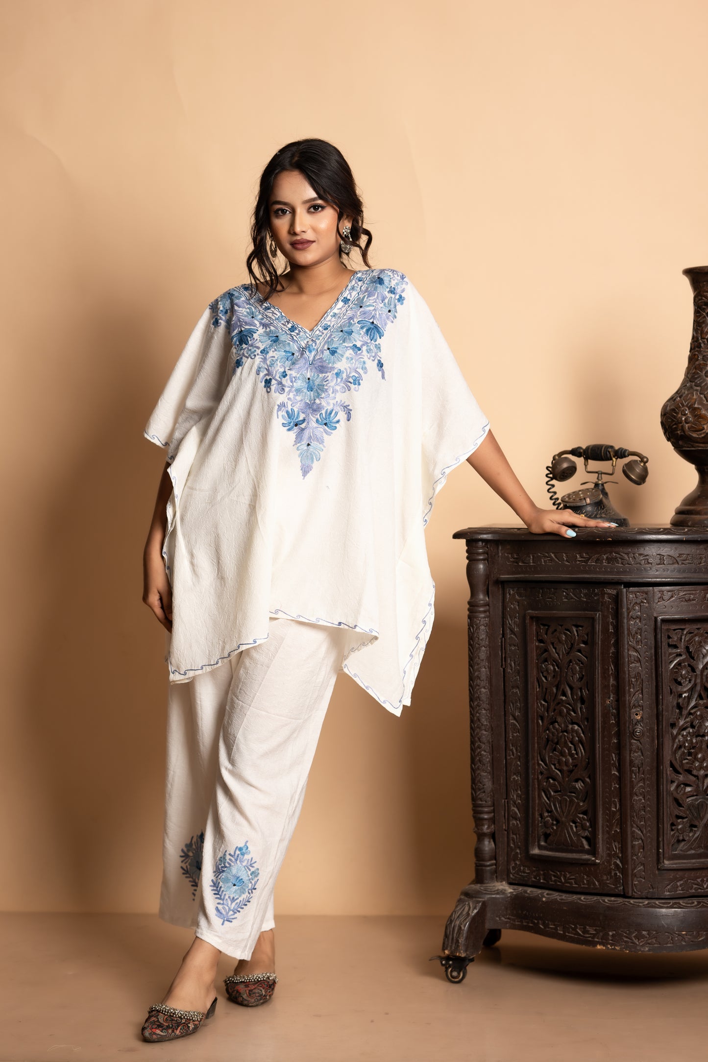 Kashmiri Kaftan Blue White