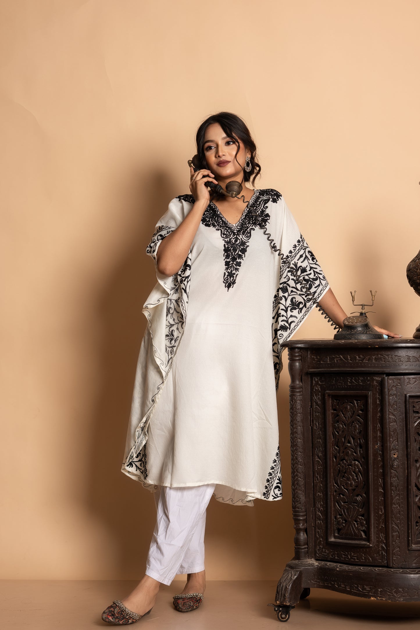 Black Side Kashmiri Knee Length