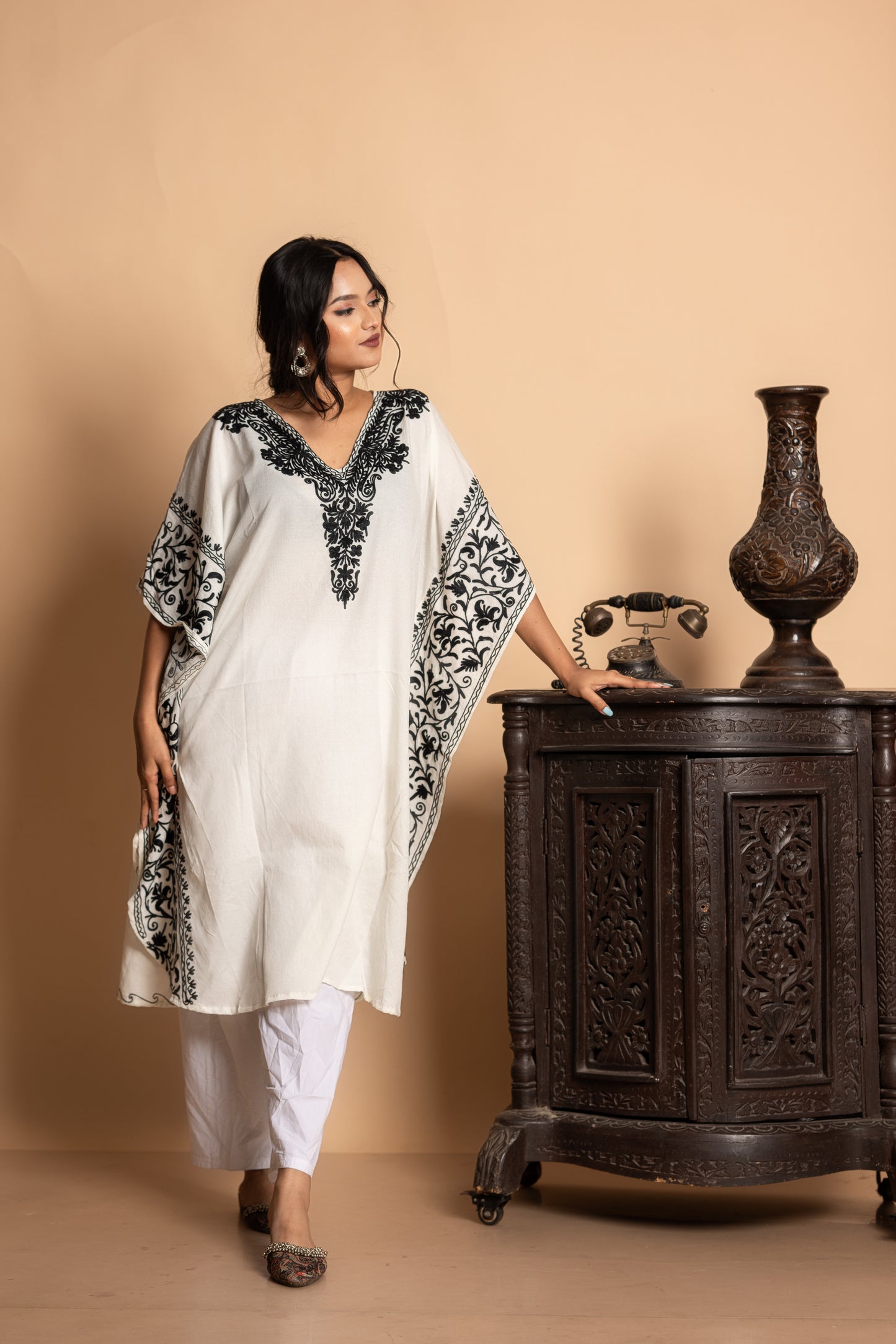Black Side Kashmiri Knee Length