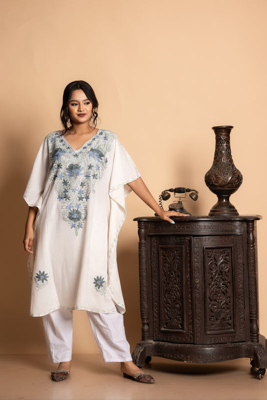 Floral Kashmiri Knee Length Kaftan
