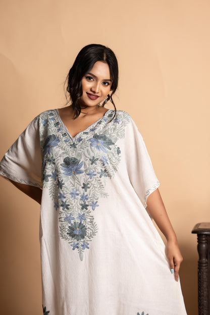 Floral Kashmiri Knee Length Kaftan