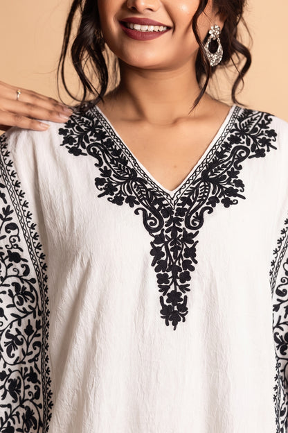 Black and White Kaftan Sets Knee Length