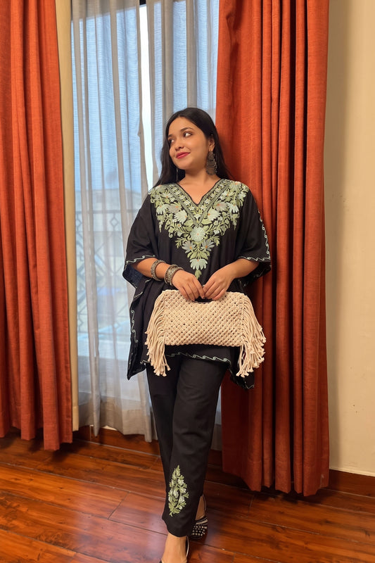 Elegant Aari Work Kashmiri Kaftan Co-Ord