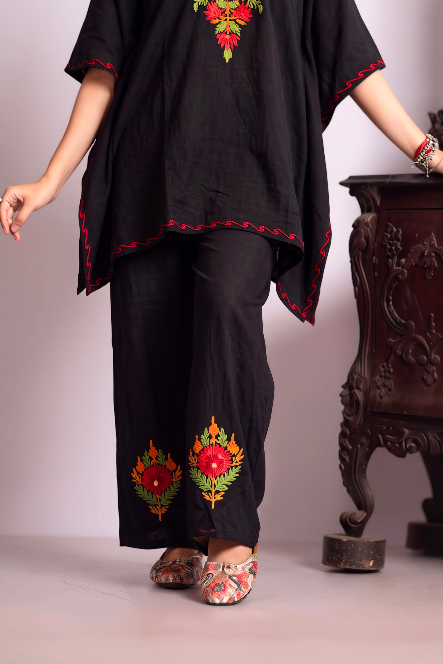 Kashmiri Kaftan Co-Ord Set with Aari Work Embroidery