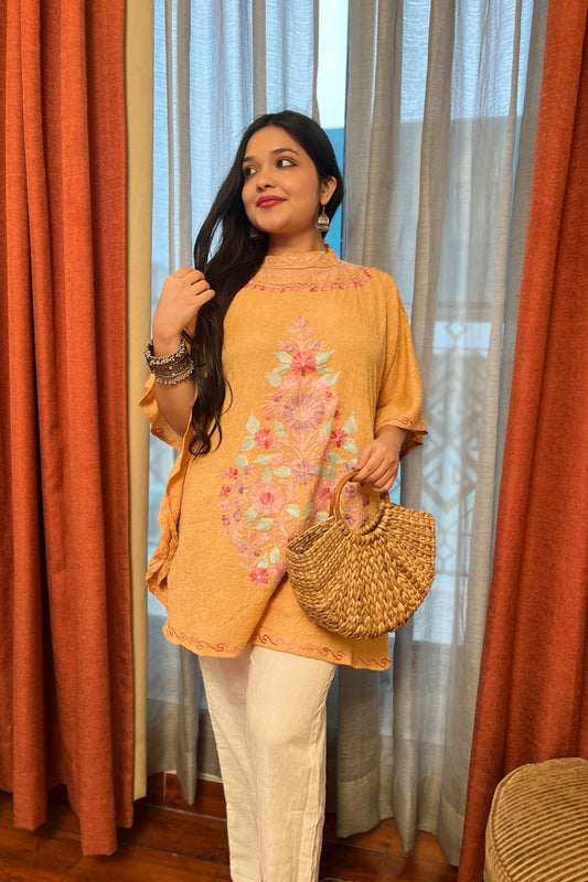 Kashmiri Aari Work Collor Kaftan Co ord set