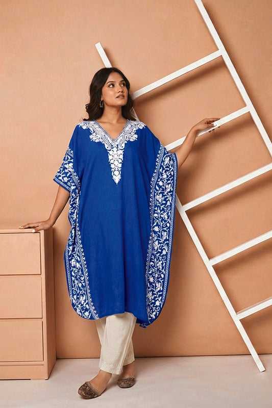 Kashmiri Floral Knee Length Kaftan – A Festive Blend of Tradition & Elegance