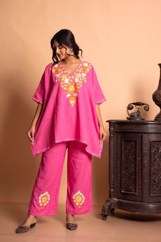 Premium Kashmiri Aari Work Kaftan Coord Set