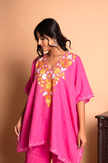 Premium Kashmiri Aari Work Kaftan Coord Set