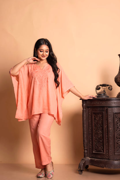 Kashmiri Aari Work Kaftan Coord set
