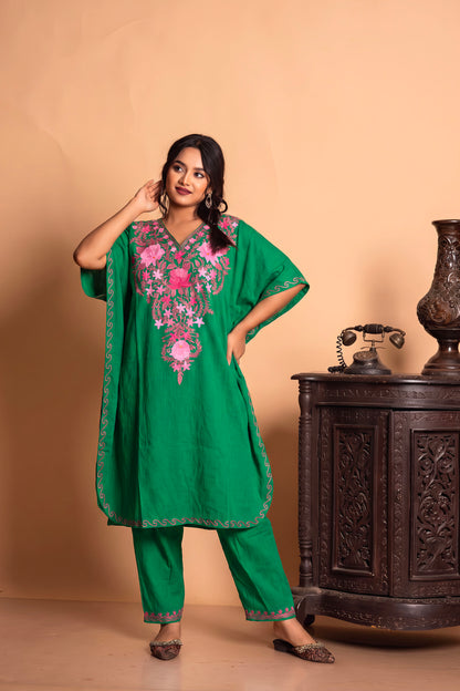 Kashmiri Aari Work Kaftan Co-Ord – Crafted in Luxury