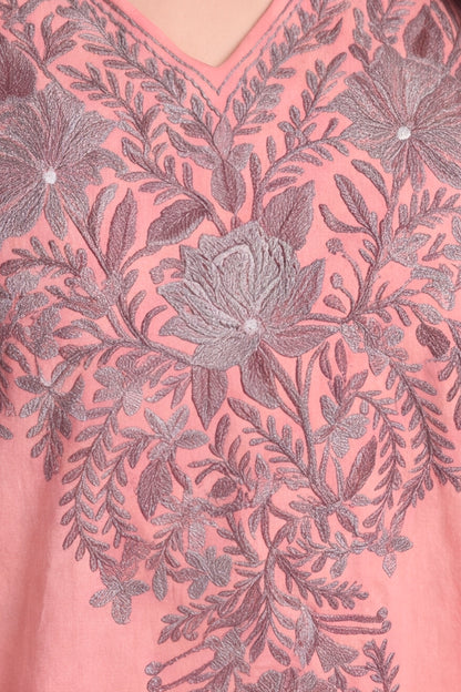Pink Kashmiri Knee Length Kaftan – Light & Elegant