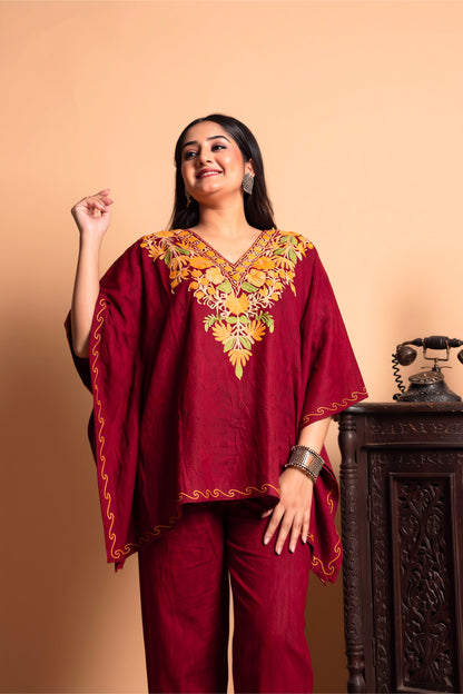 The Kashmiri Aari Work Kaftan Co-ord Set