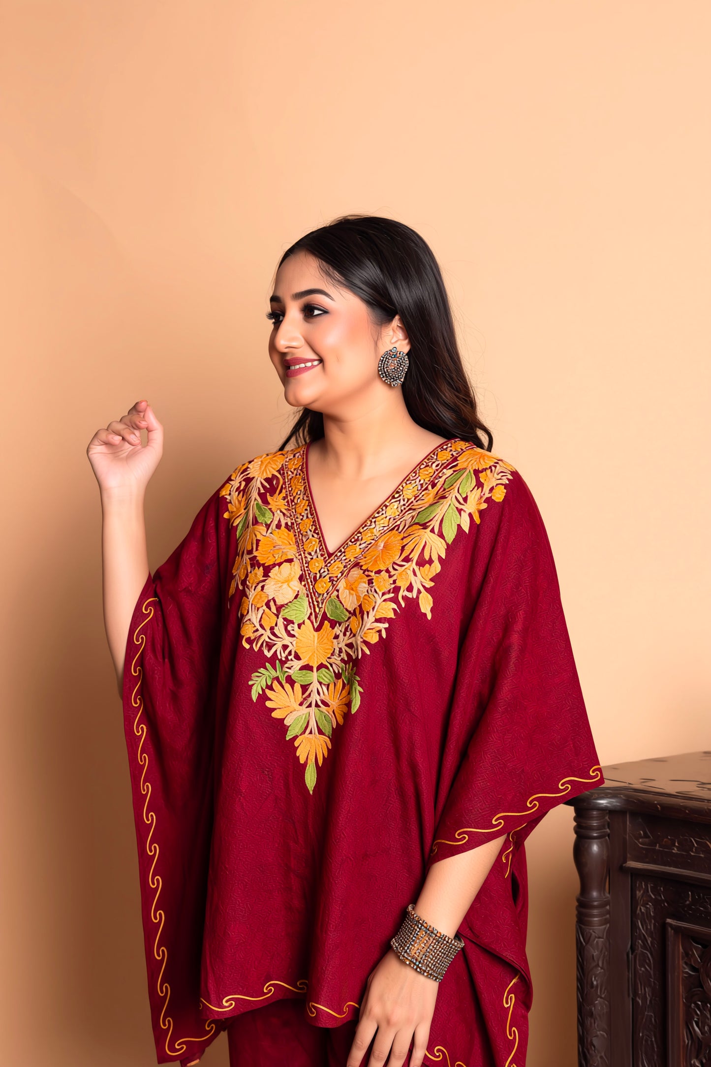 The Kashmiri Aari Work Kaftan Co-ord Set
