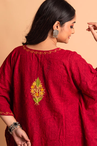 The Kashmiri Aari Work Kaftan Co-ord Set