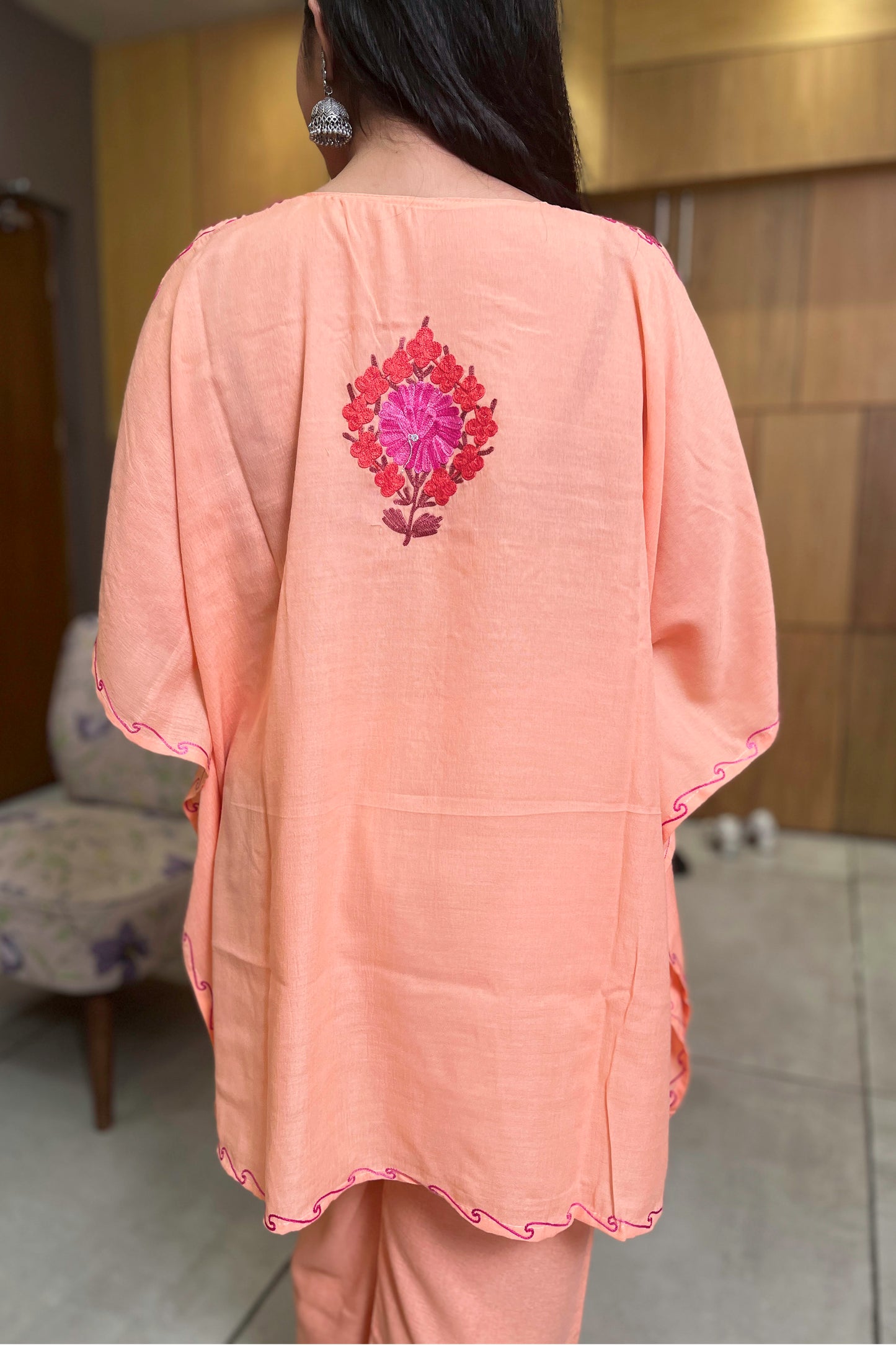 Kashmiri Aari Work Kaftan Coord Set