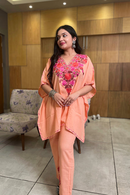 Kashmiri Aari Work Kaftan Coord Set