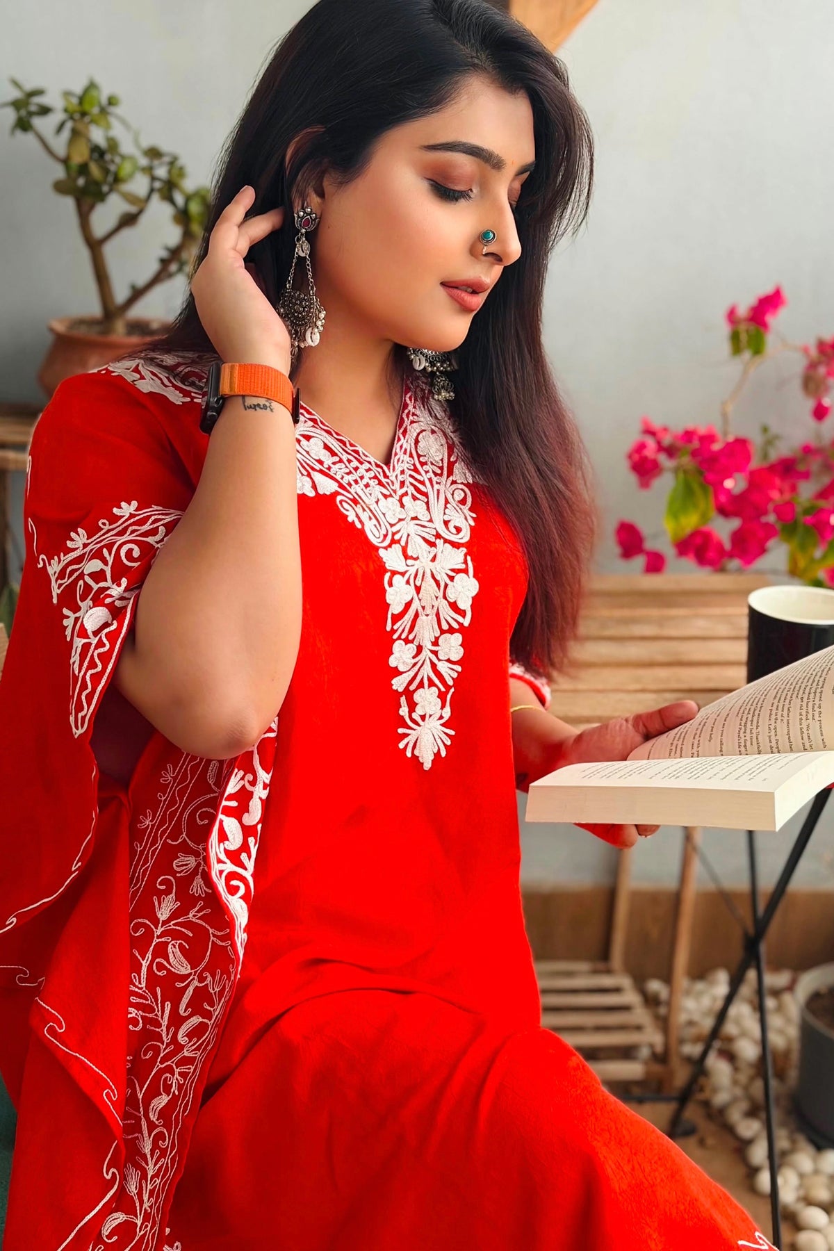 Embroidered Kashmiri Kaftan Co-ord Set– Traditional Style for Women