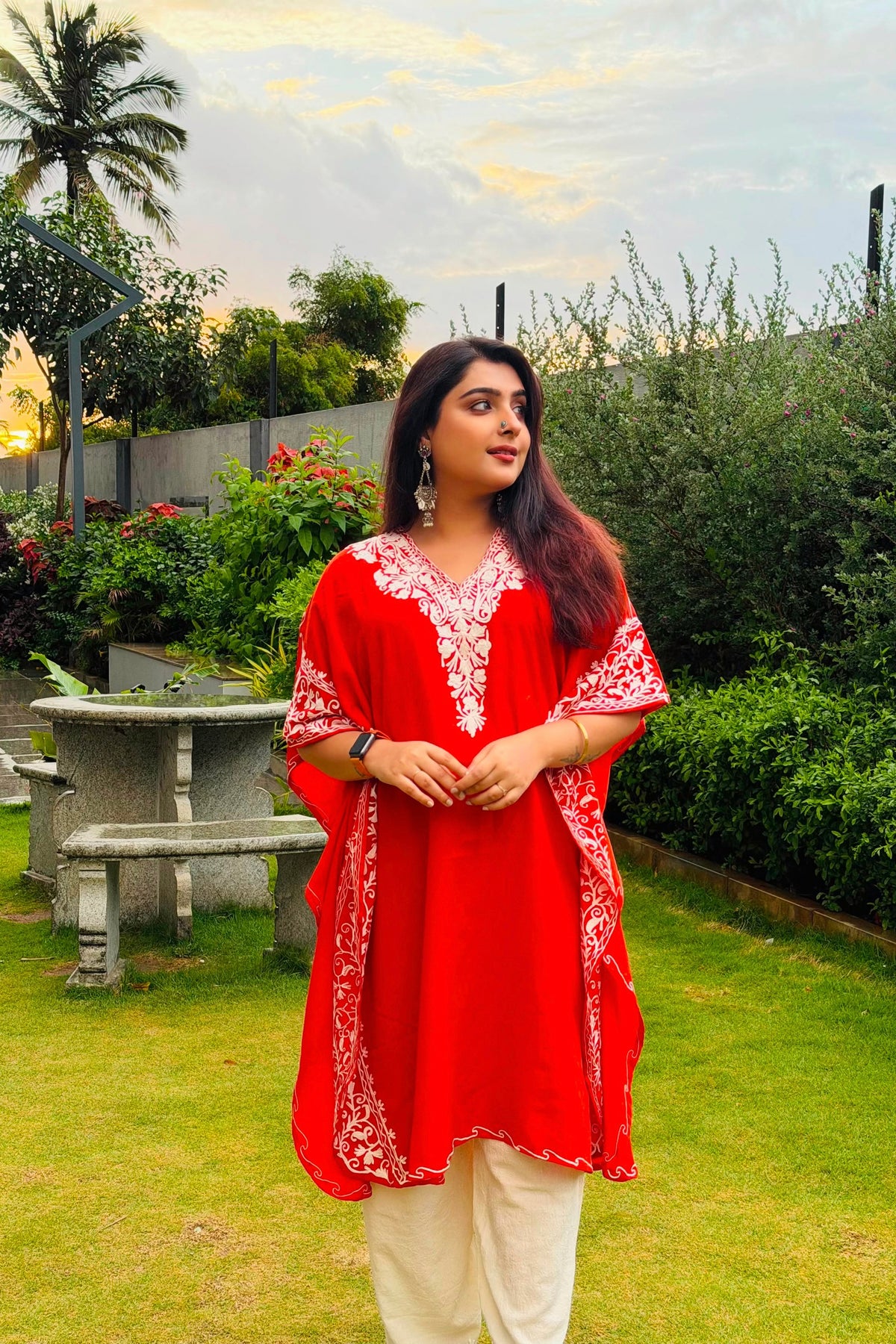 Embroidered Kashmiri Kaftan Co-ord Set– Traditional Style for Women