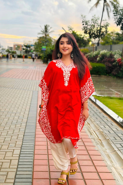 Embroidered Kashmiri Kaftan Co-ord Set– Traditional Style for Women