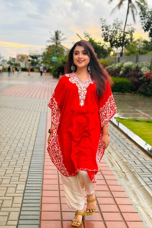 Embroidered Kashmiri Kaftan Co-ord Set– Traditional Style for Women