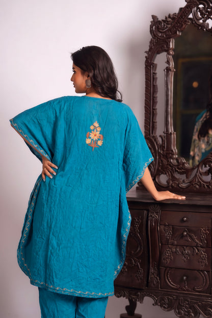 Luxury Kashmiri Aari Work Kaftan Co-Ord Set for Women