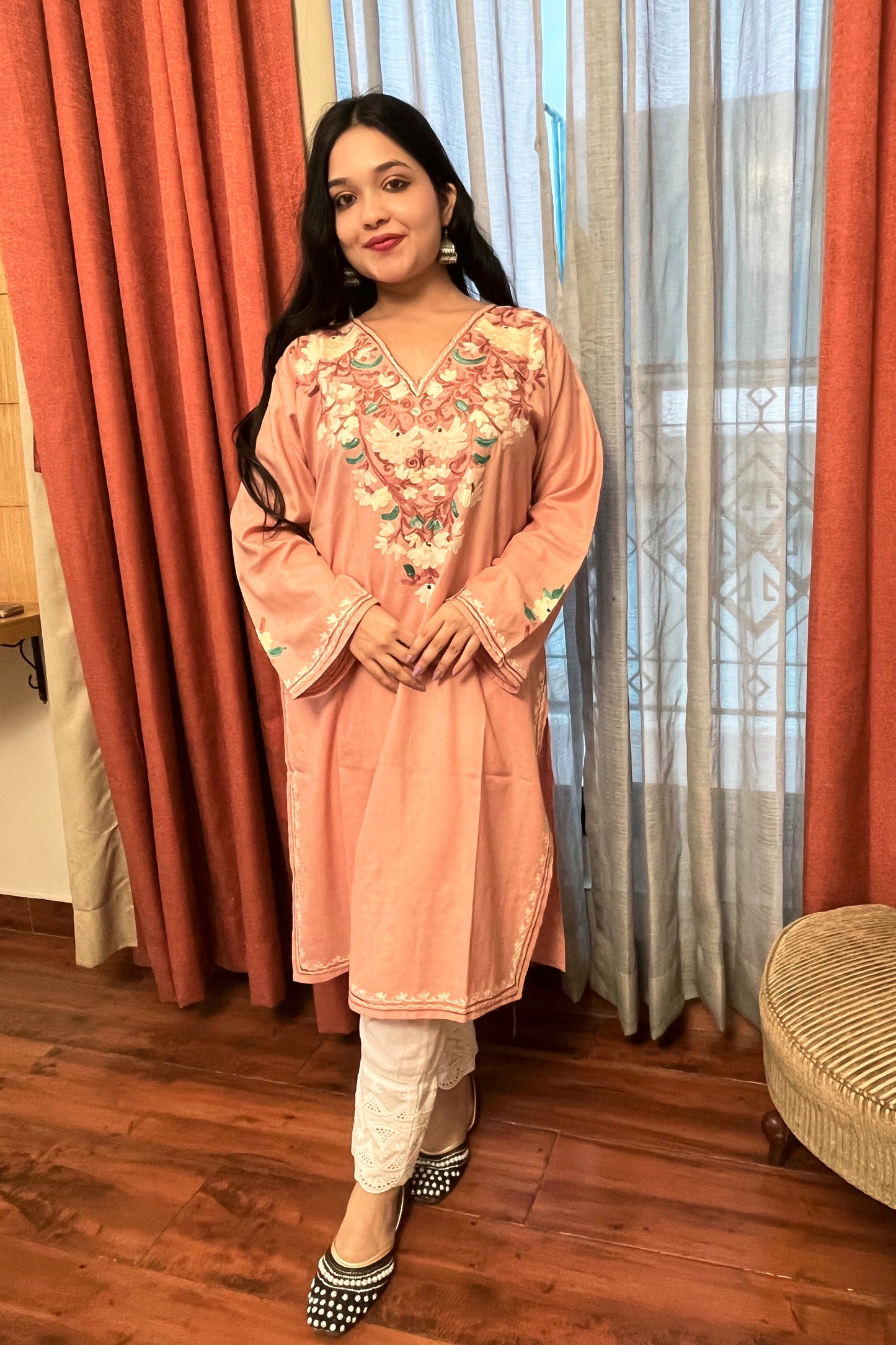 Kashmiri Aari Work Kaftan Co ord set